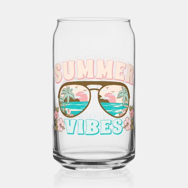 Vaso Con Forma De Lata Summer Vibes Tropical Beach Summer Fun (Anverso)