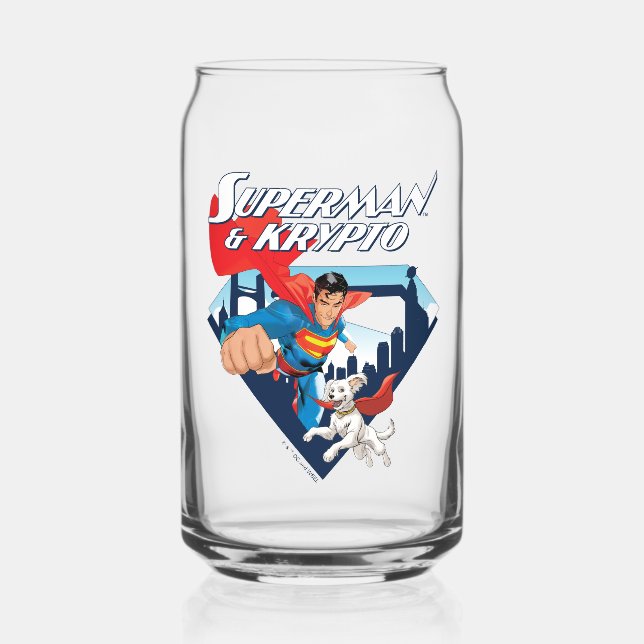 Vaso Con Forma De Lata Superman y Krypto Soar (Anverso)