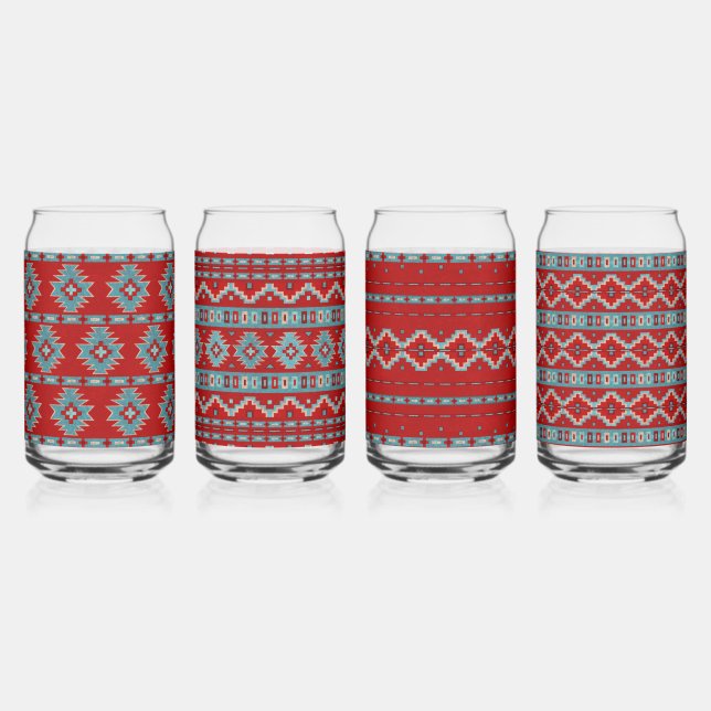 Vaso Con Forma De Lata Surwest Mesas Turquoise Conjunto Geométrico Variad (Anverso)