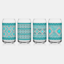 Vaso Con Forma De Lata Surwest Turquoise Stones Geométrico Variado Set