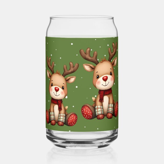 Vaso Con Forma De Lata Sweet Reindeer Pair in Holiday Snowfall (Anverso)