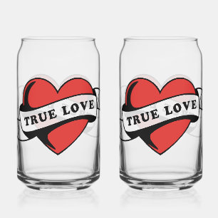 Vaso Con Forma De Lata Tatuaje de corazón de amor verdadero   Diseño de r