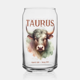 Vaso Con Forma De Lata Taurus Bull Watercolor Zodiac Rótulo Cumpleaños