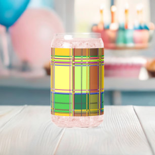 Vaso Con Forma De Lata Tela Colorida Caribeña Madras Tartán