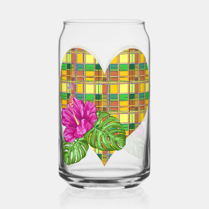 Vaso Con Forma De Lata Tela Colorida Caribeña Madras Tartán