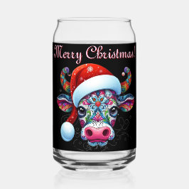 Vaso Con Forma De Lata Temporada mexicana de Cow Bull Santa Hat