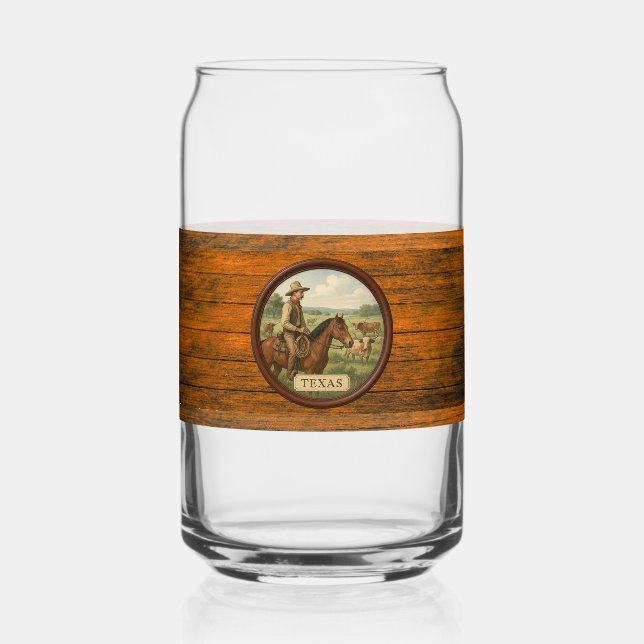 Vaso Con Forma De Lata Texas Cowboy Can Glass (Anverso)