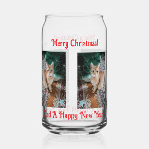 Vaso Con Forma De Lata texto personalizado de foto de Navidad de gato ale