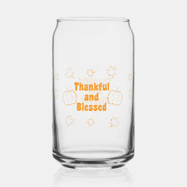 Vaso Con Forma De Lata Thankful and Blessed Can Glass Thanksgiving