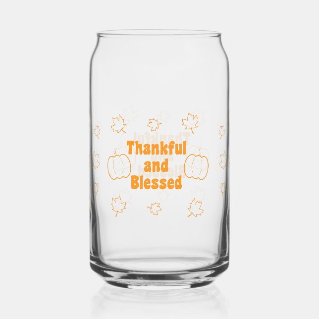 Vaso Con Forma De Lata Thankful and Blessed Can Glass Thanksgiving (Anverso)
