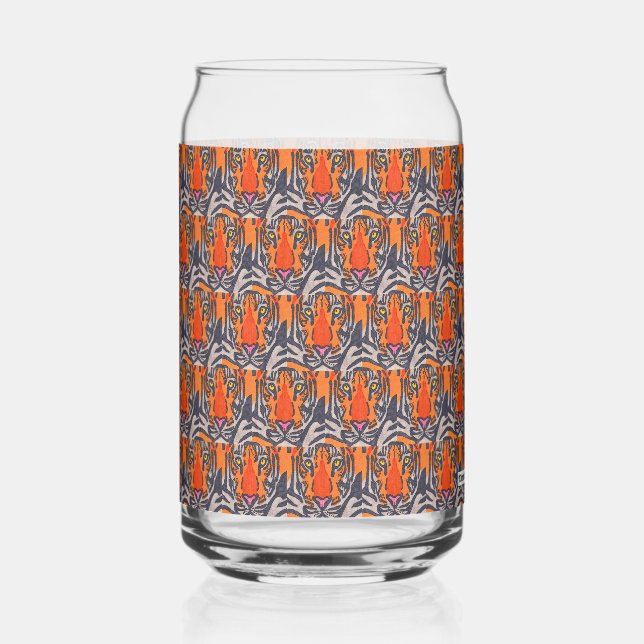 Vaso Con Forma De Lata Tigre (patrón) - Vidrio Puede (Anverso)