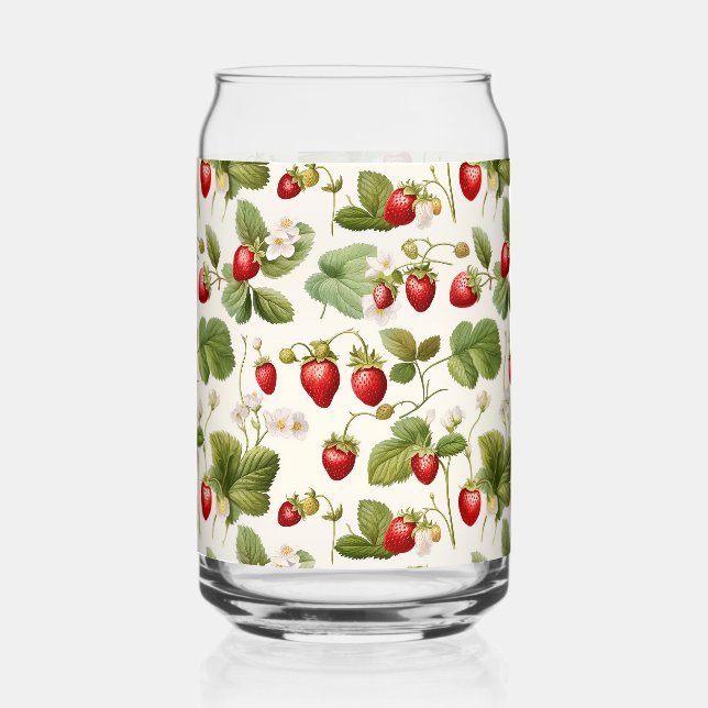 Vaso Con Forma De Lata Timeless Berry Bliss Patrón de fresa (Anverso)