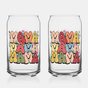 Vaso Con Forma De Lata Tipografía apilada "Mama" Boho