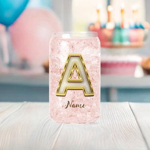 Vaso Con Forma De Lata Tipografía de oro de monograma inicial personaliza