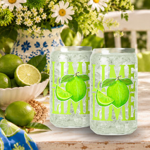 Vaso Con Forma De Lata Tipografía Negrita de Lima con Lima Verde y Cuña