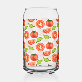 Vaso Con Forma De Lata Tomates Y Leafas De Oregano