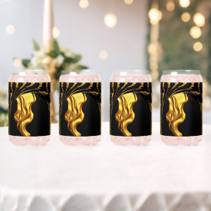 Vaso Con Forma De Lata Torbellino Opulento Líquido Oro Negro Monocromo Ac