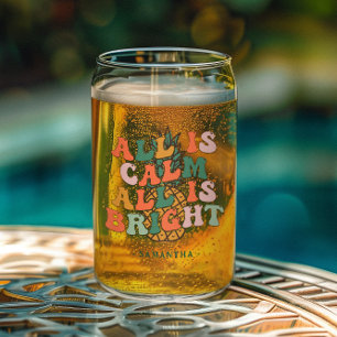Vaso Con Forma De Lata Tranquilo y Brillante   Monograma de Navidad de Pi