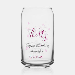 Vaso Con Forma De Lata Treinta años purpurina rosa estrellas negro 30 fec