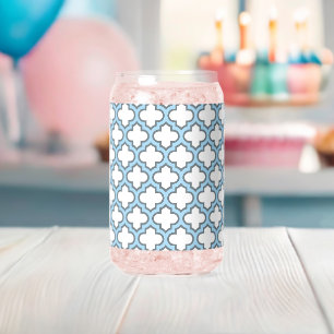 Vaso Con Forma De Lata Trellis azul blanco y bebé, Entramado, Quatrefoil