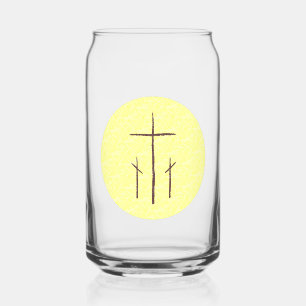 Vaso Con Forma De Lata Tres cruces en amarillo calvario