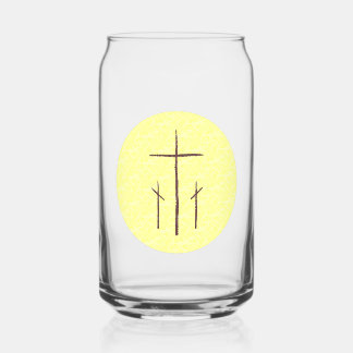 Vaso Con Forma De Lata Tres cruces en amarillo calvario