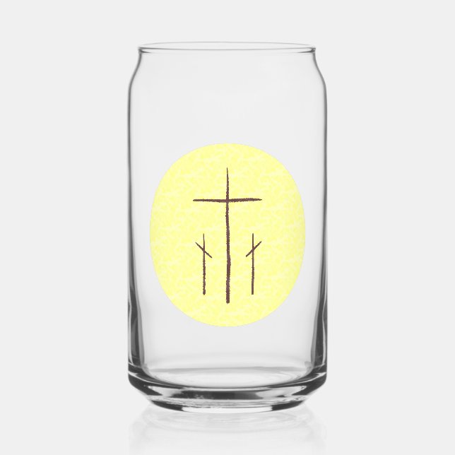 Vaso Con Forma De Lata Tres cruces en amarillo calvario (Anverso)