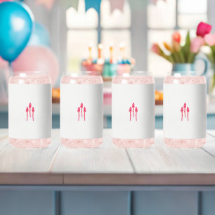 Vaso Con Forma De Lata Tres flores rosas con fondo negro