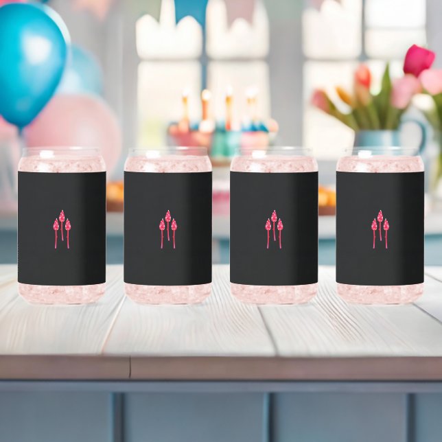 Vaso Con Forma De Lata Tres flores rosas con fondo negro (Insitu (Baby Shower))