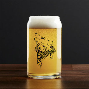 Vaso Con Forma De Lata Tribal Black Wolf Howl