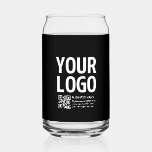 Vaso Con Forma De Lata Tu logotipo con código QR editable y texto