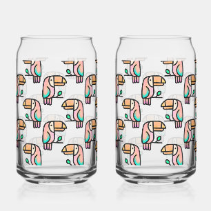 Vaso Con Forma De Lata tucán ave de la selva patrón de dibujos animados a
