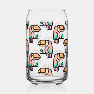 Vaso Con Forma De Lata tucán ave de la selva patrón de dibujos animados a