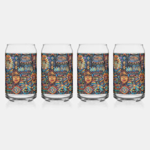 Vaso Con Forma De Lata Tumbal de vidrio de 16oz de Cerulean "Tapiz precol