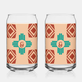 Vaso Con Forma De Lata Turquoise Zia Tribal Brown Tan