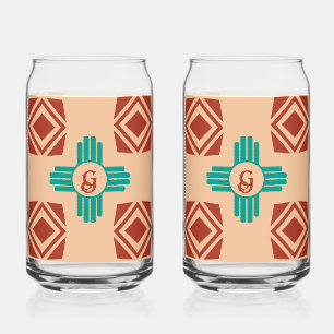 Vaso Con Forma De Lata Turquoise Zia Tribal Brown Tan