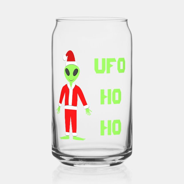 Vaso Con Forma De Lata UFO Ho Ho Padre Navidad alienígena (Anverso)