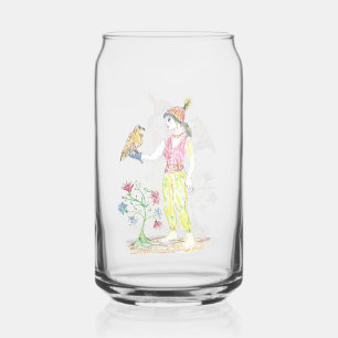 Vaso Con Forma De Lata Un dibujo a lápiz de colores de una mujer