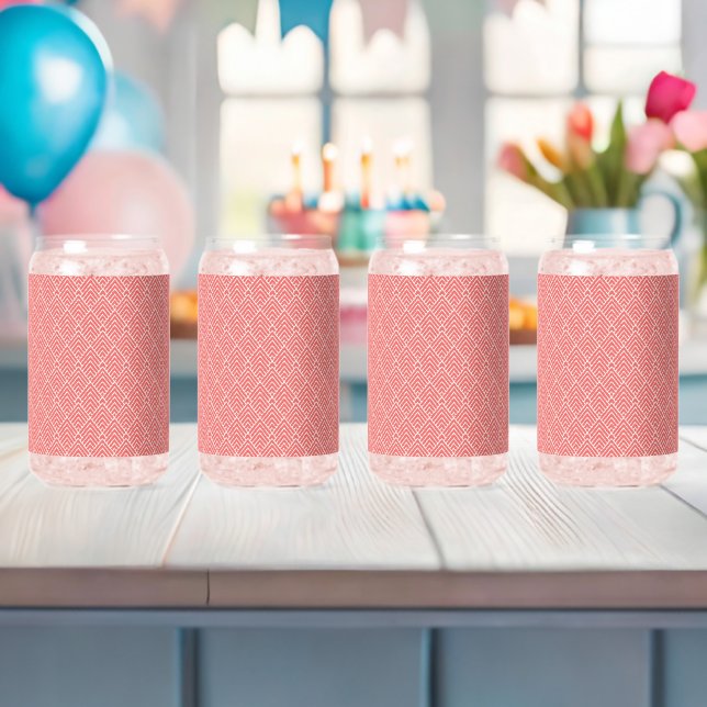 Vaso Con Forma De Lata un fondo rojo y blanco con un patrón (Insitu (Baby Shower))