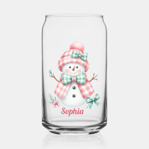 Vaso Con Forma De Lata Un muñeco de nieve rosa personalizado