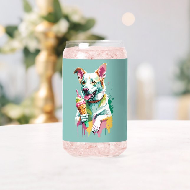 Vaso Con Forma De Lata Un perro feliz comiendo un helado (Insitu (Boda))