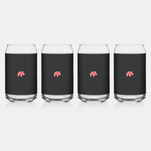 Vaso Con Forma De Lata una flor roja sobre un fondo negro