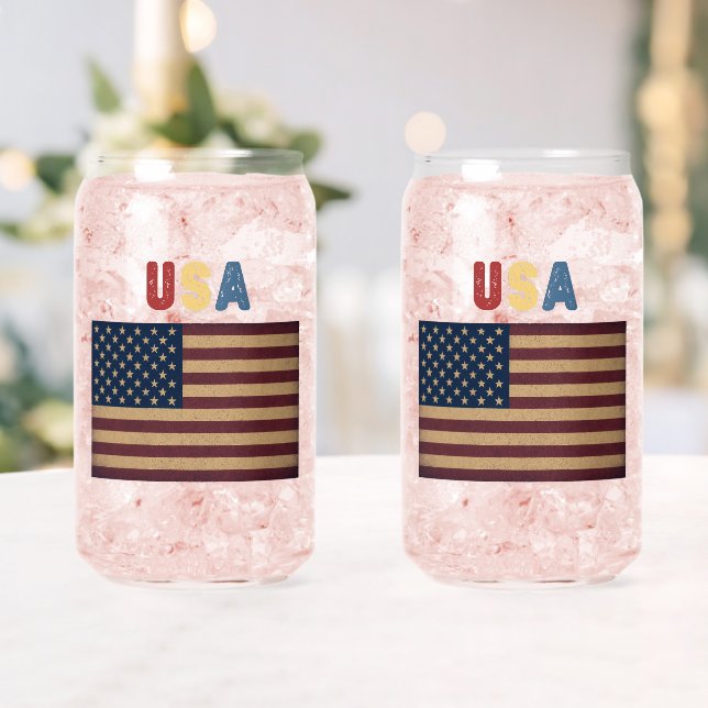 Vaso Con Forma De Lata  USA American Flag Retro  (Insitu (Boda))