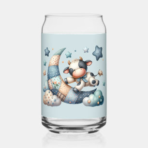 Vaso Con Forma De Lata Vaca Adorable de Parche con Luna y Estrellas