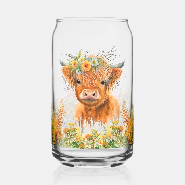 Vaso Con Forma De Lata Vaca Floral Highland (Izquierda)
