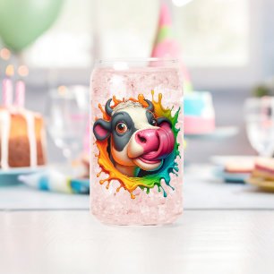 Vaso Con Forma De Lata Vaca lamiéndose la nariz