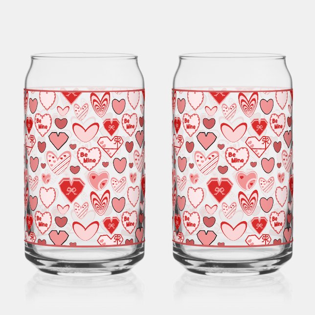 Vaso Con Forma De Lata Valentine Heart Glass (Anverso)