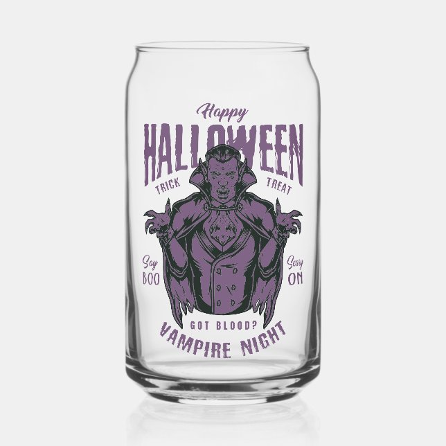 Vaso Con Forma De Lata Vampiro Noche Glass Halloween - Morado gótico (Anverso)
