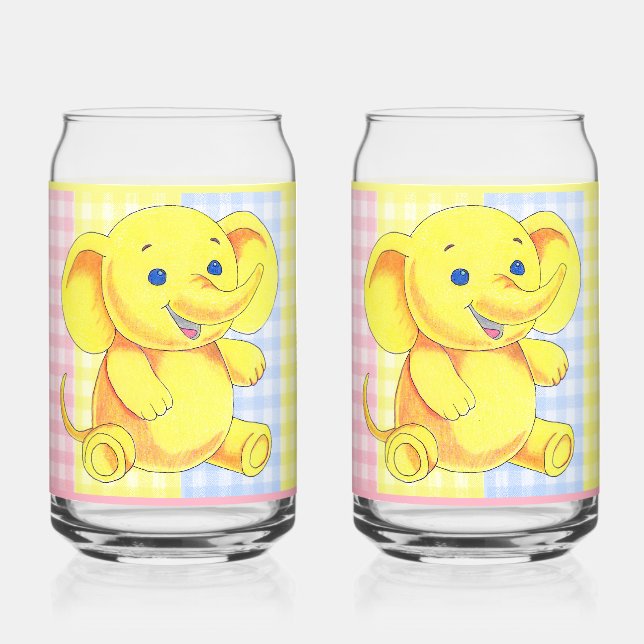 Vaso Con Forma De Lata Vaso de soda con animalitos de gingham (Anverso)