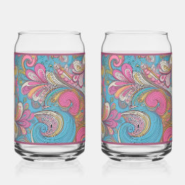 Vaso Con Forma De Lata Vaso de soda de color malva con diseño de paisley